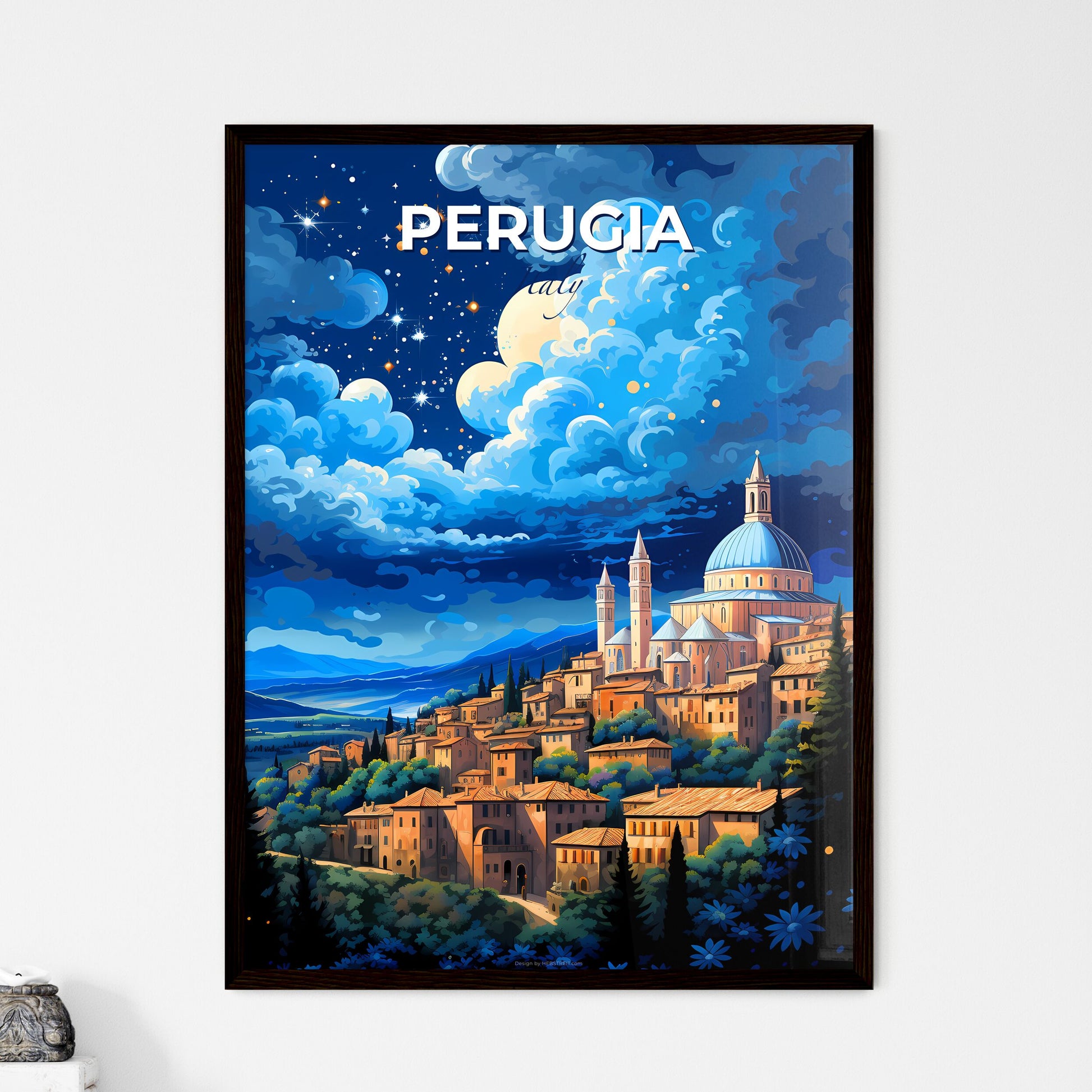 Perugia Italy Skyline - A City With A Dome And Towers - Customizable Travel Gift Default Title