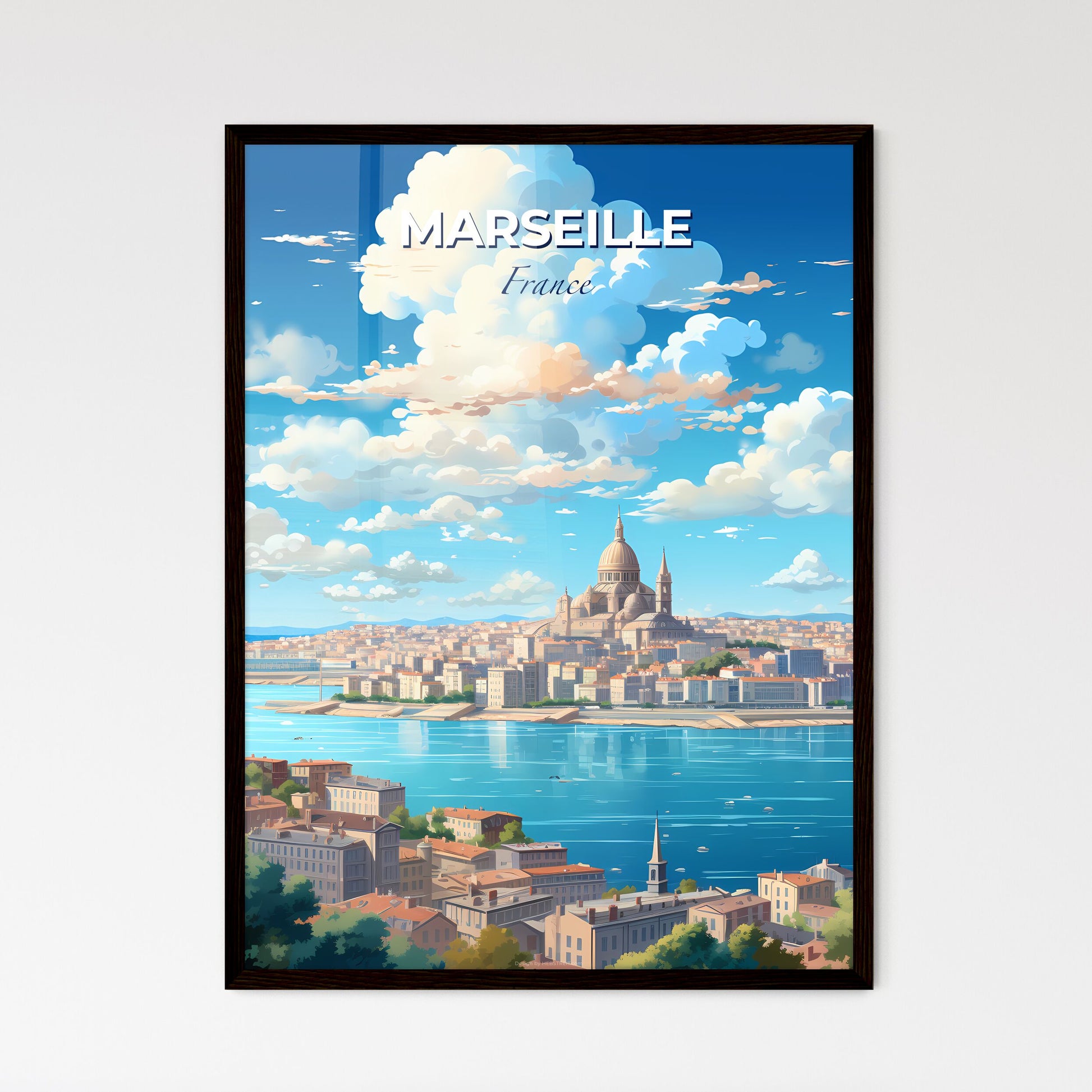 Marseille France Skyline - A City By Water With A Dome And Buildings - Customizable Travel Gift Default Title