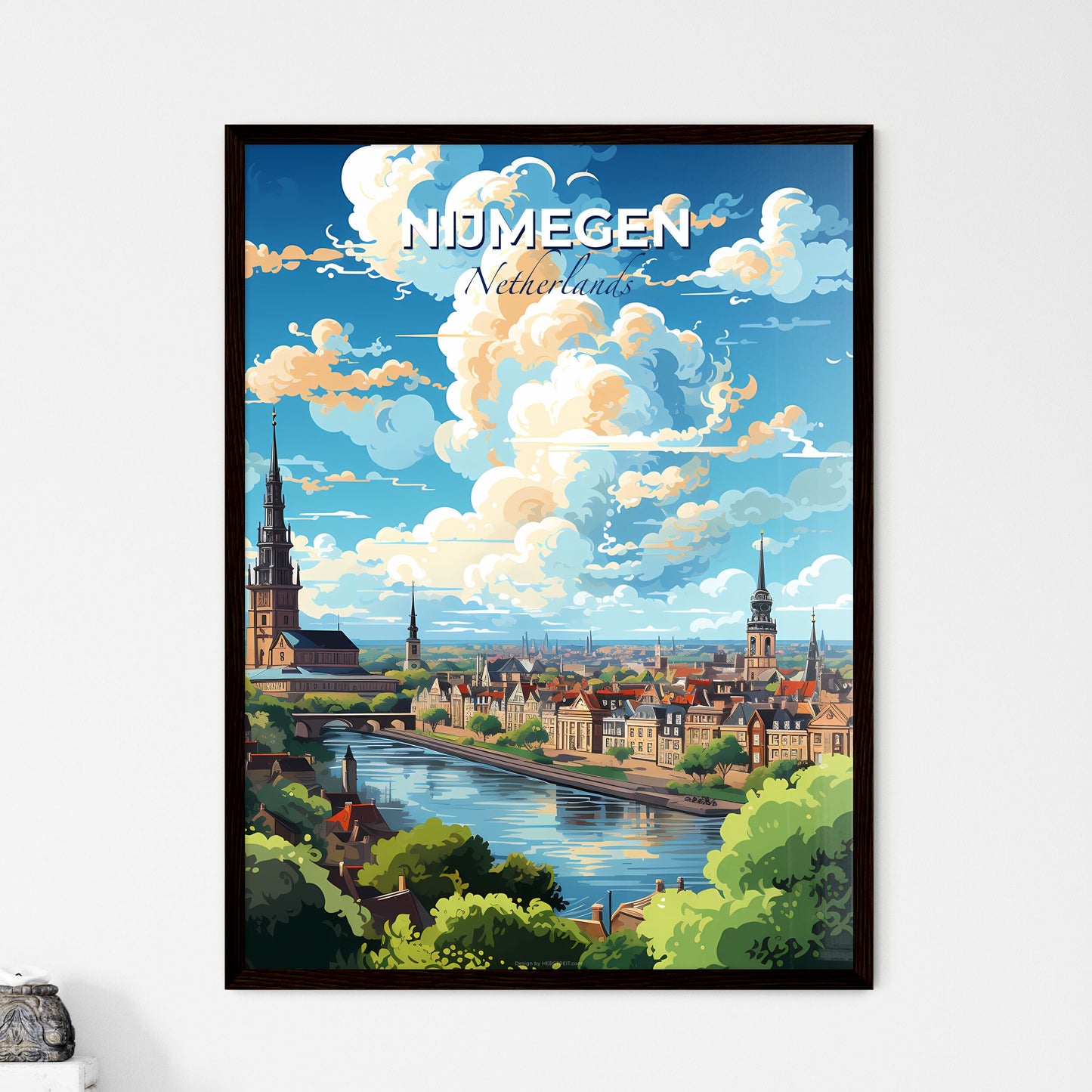 Nijmegen Netherlands Skyline - A City With A River And Trees - Customizable Travel Gift Default Title