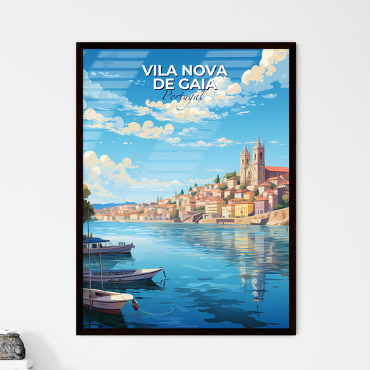 Vila Nova de Gaia Portugal Skyline - A Water Body With Boats And Buildings On The Side - Customizable Travel Gift Default Title