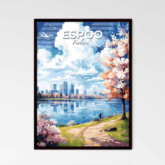 Espoo Finland Skyline - A Painting Of A City By A Lake - Customizable Travel Gift Default Title