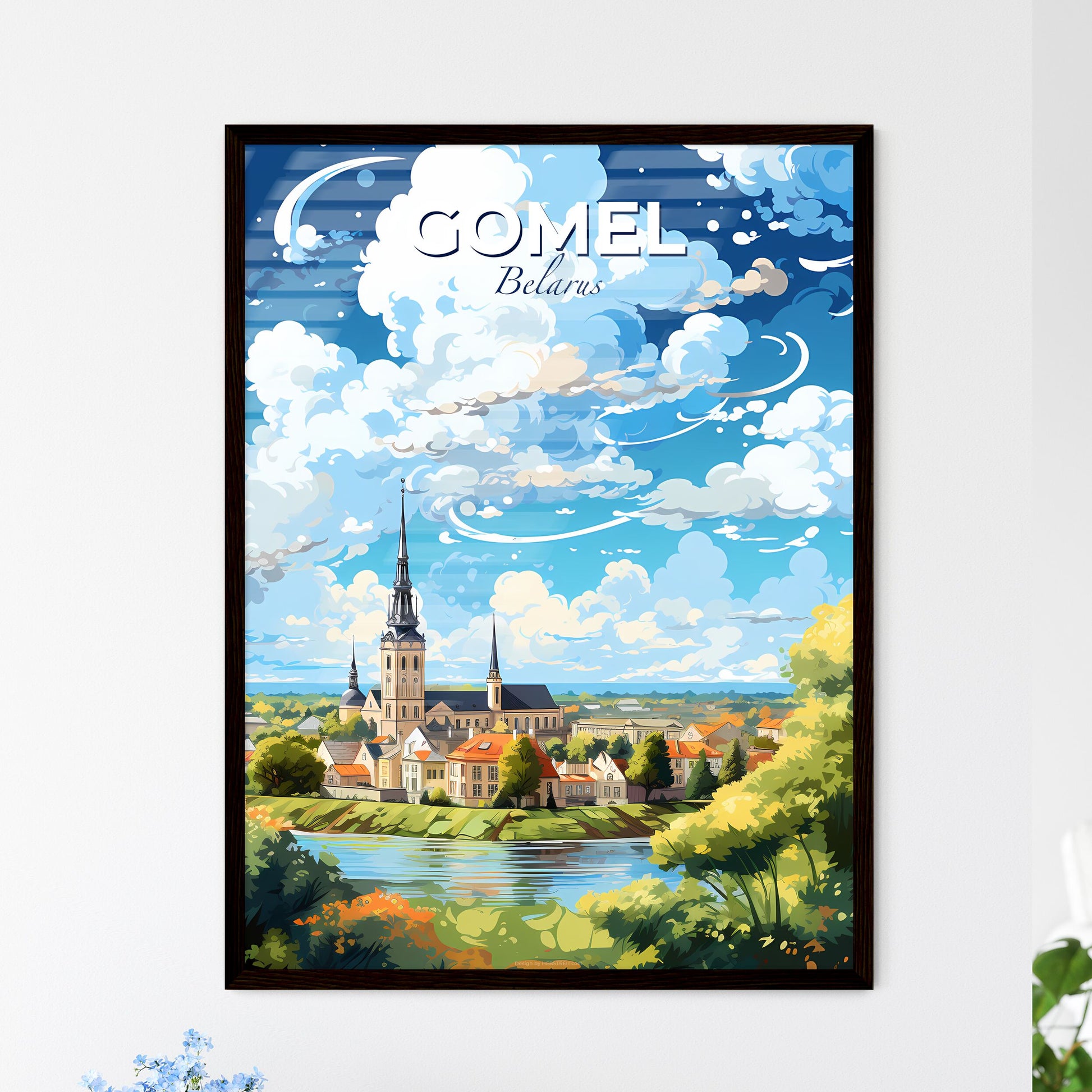 Gomel Belarus Skyline - A Landscape Of A Town With A Lake And Trees - Customizable Travel Gift Default Title