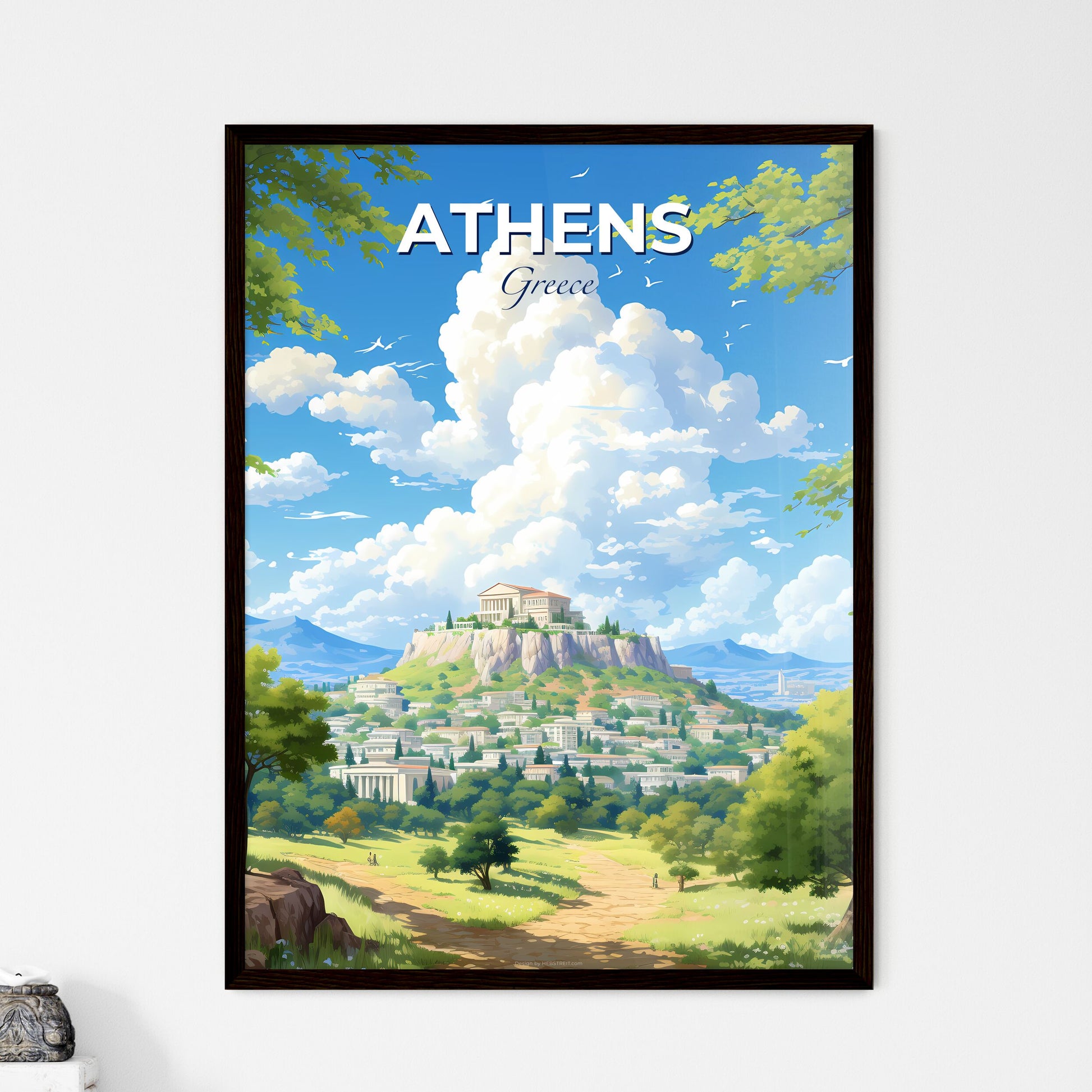 Athens Greece Skyline - A Landscape Of A City With Buildings On A Hill - Customizable Travel Gift Default Title