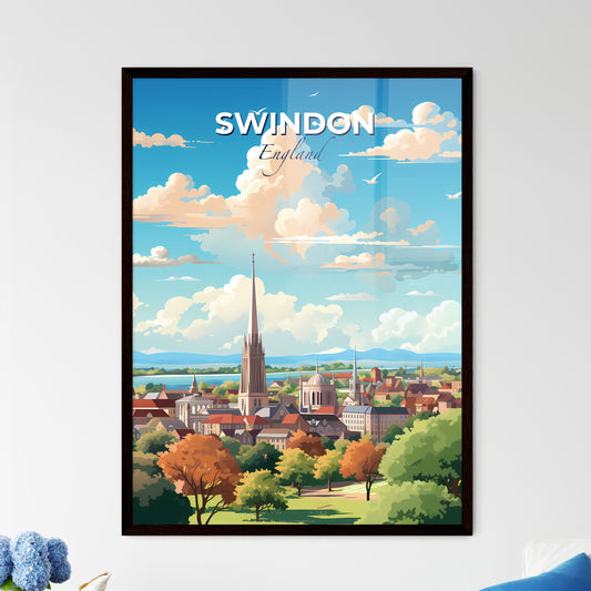 Swindon England Skyline - A City With Trees And A Tower - Customizable Travel Gift Default Title