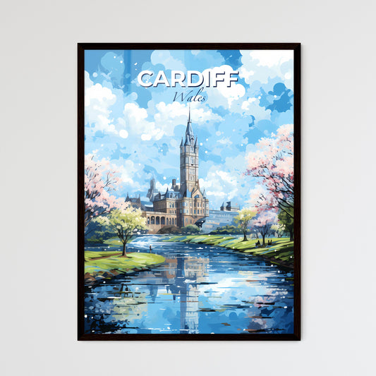 Cardiff Wales Skyline - A River With Trees And A Castle In The Background - Customizable Travel Gift Default Title