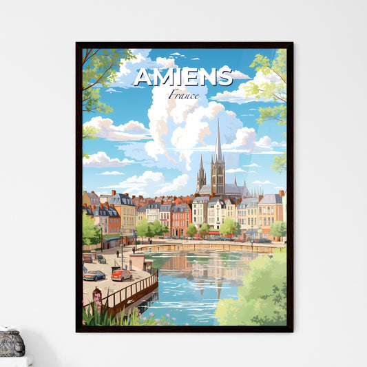 Amiens France Skyline - A Water Way With A Church In The Background - Customizable Travel Gift Default Title
