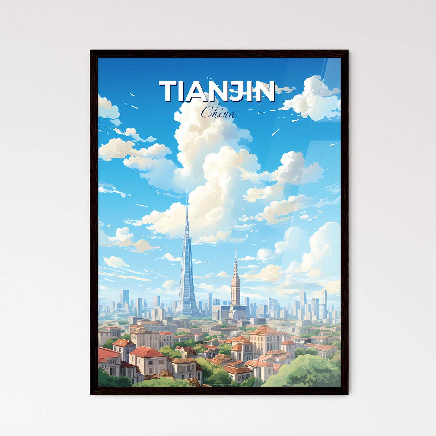 Tianjin China Skyline - A City With Tall Buildings And Clouds In The Sky - Customizable Travel Gift Default Title
