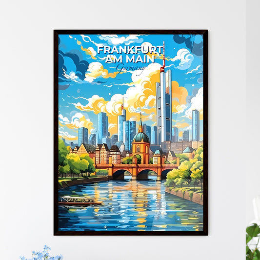 Frankfurt am Main Germany Skyline - A River With A Bridge And A City In The Background - Customizable Travel Gift Default Title
