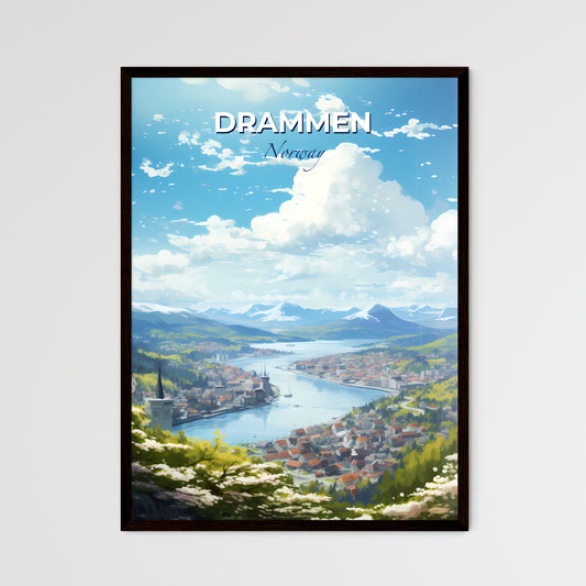 A Poster of Drammen Norway Skyline - A City Next To A River - Customizable Travel Gift Default Title