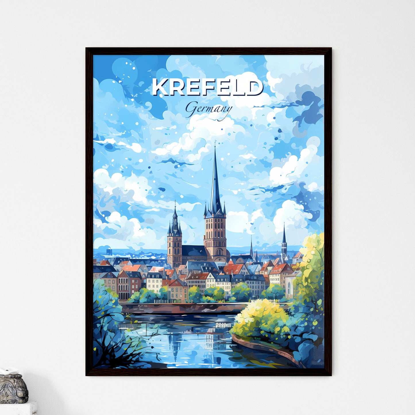 Krefeld Germany Skyline - A City With A Tower And A River - Customizable Travel Gift Default Title