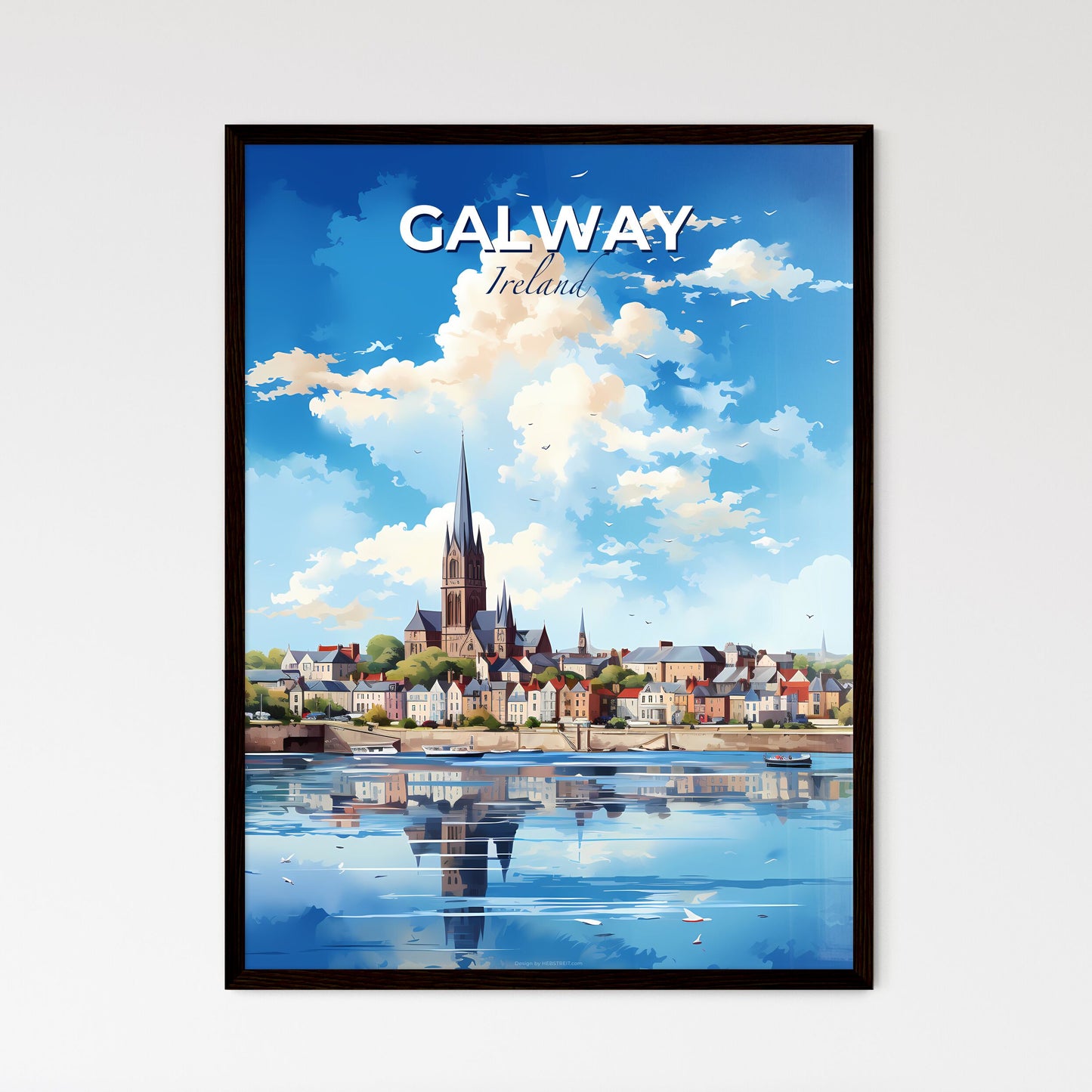 Galway Ireland Skyline - A City With A Church And A Body Of Water - Customizable Travel Gift Default Title
