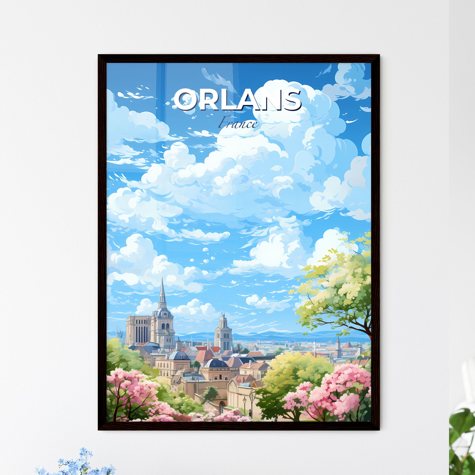 Orlans France Skyline - A Landscape Of A City With Trees And Buildings - Customizable Travel Gift Default Title