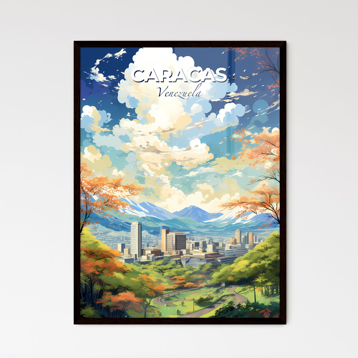Caracas Venezuela Skyline - A City Landscape With Mountains And Trees - Customizable Travel Gift Default Title