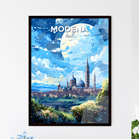 Modena Italy Skyline - A City With Towers And A Large Moon - Customizable Travel Gift Default Title