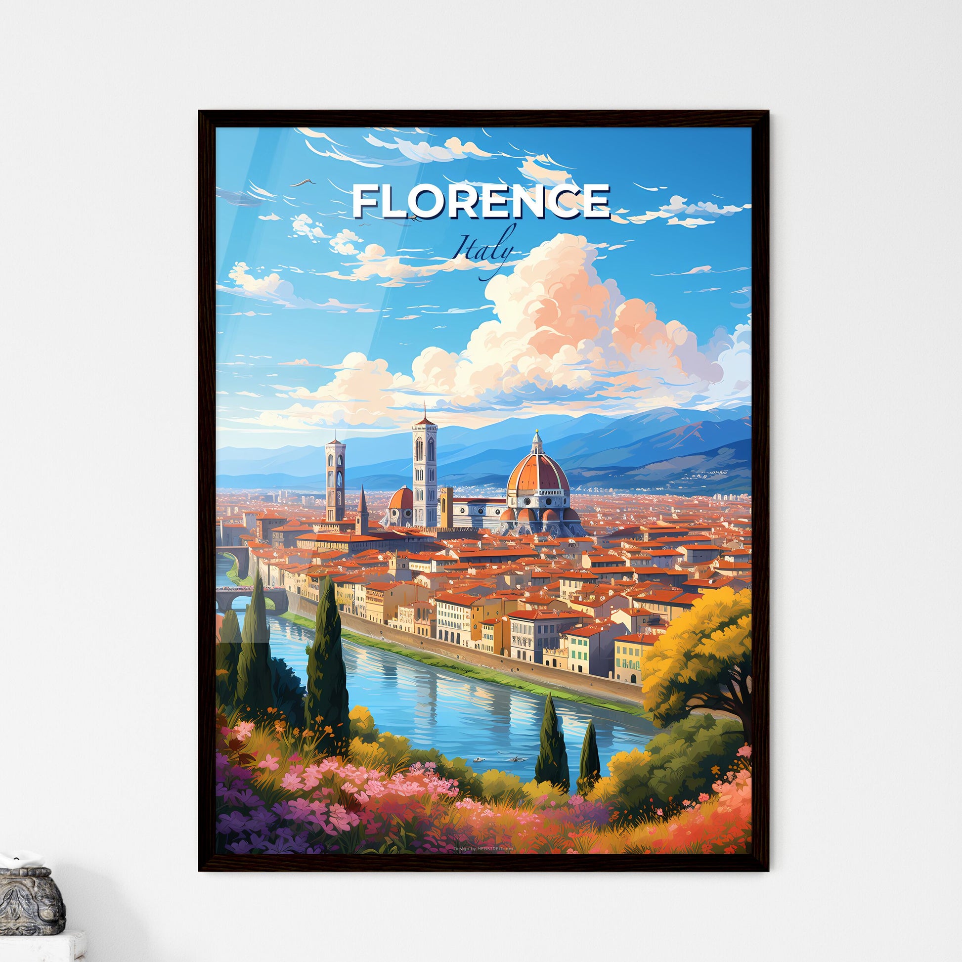 Florence Italy Skyline - A City With Red Roofs And A Bridge And Trees - Customizable Travel Gift Default Title
