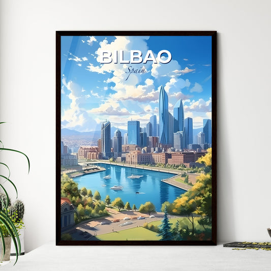 Bilbao Spain Skyline - A City With Boats On A River - Customizable Travel Gift Default Title