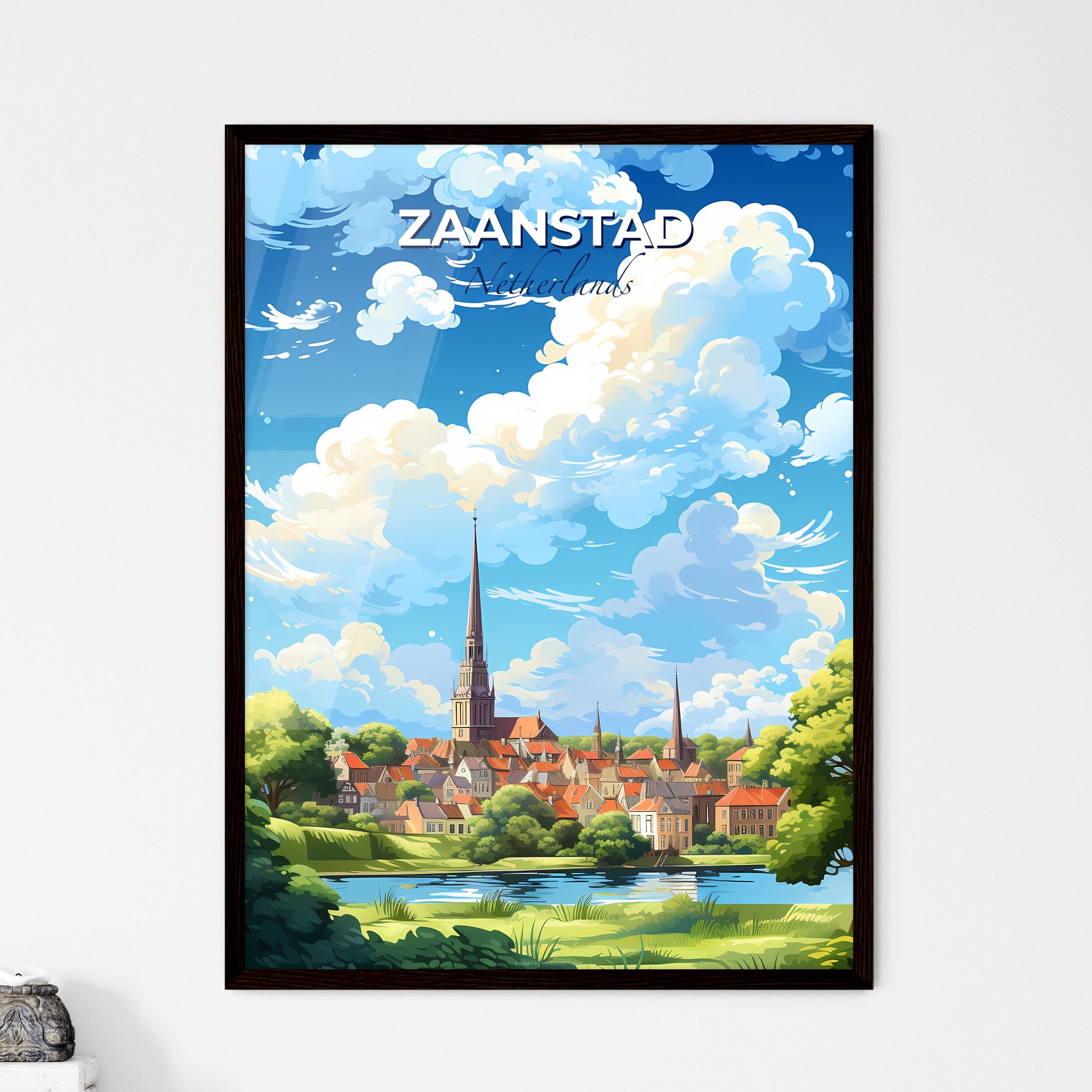 Zaanstad Netherlands Skyline - A City With A Tower And Trees And A Body Of Water - Customizable Travel Gift Default Title