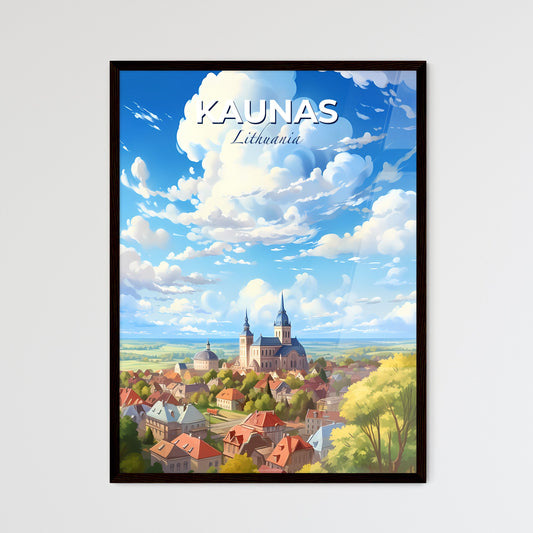 Kaunas Lithuania Skyline - A City With A Church And A Large Building - Customizable Travel Gift Default Title