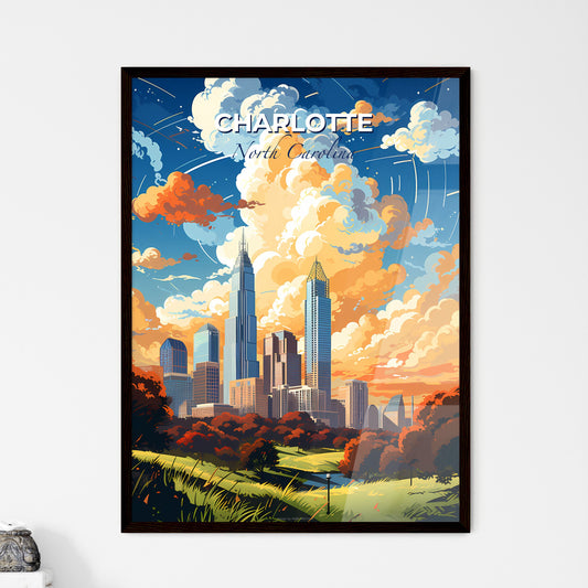 Charlotte North Carolina Skyline - A City Landscape With Trees And Clouds - Customizable Travel Gift Default Title