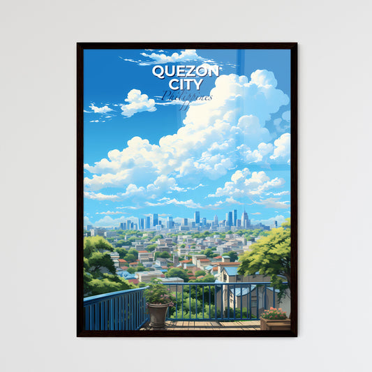 Quezon City Philippines Skyline - A City Landscape With Trees And Clouds - Customizable Travel Gift Default Title