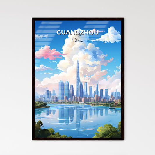 Guangzhou China Skyline - A City Skyline With A Body Of Water And Clouds - Customizable Travel Gift Default Title