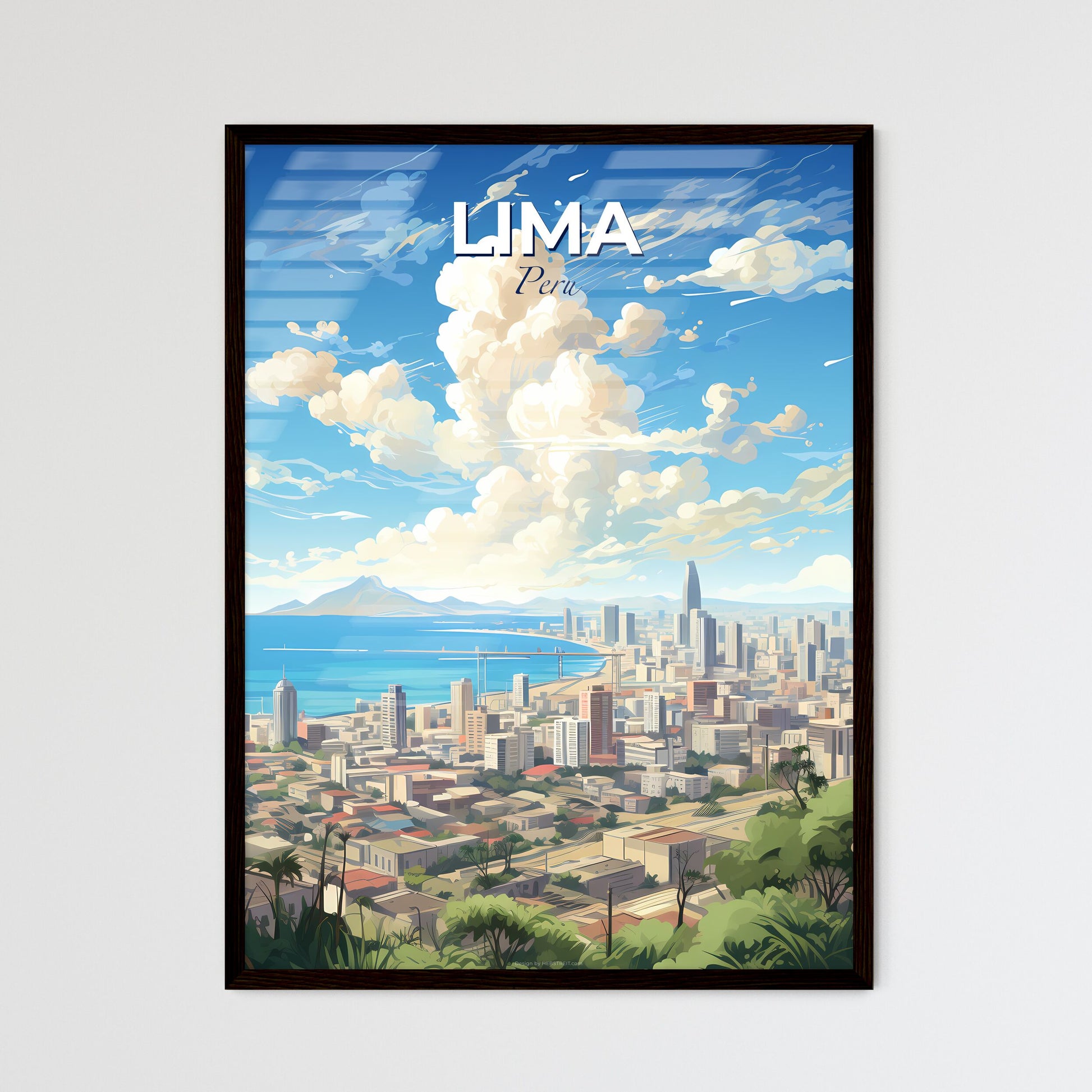 Lima Peru Skyline - A Cityscape With Trees And A Body Of Water - Customizable Travel Gift Default Title