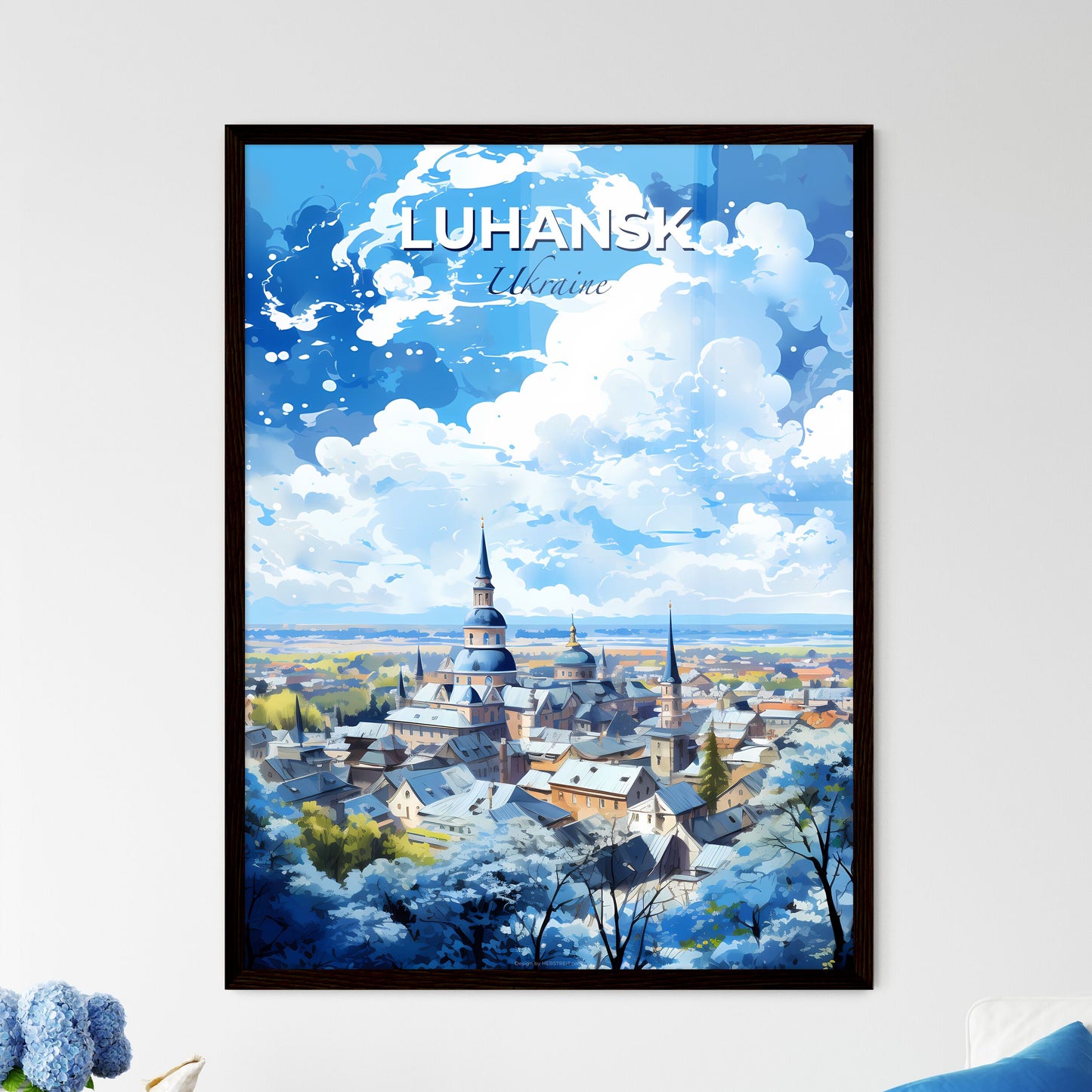 Luhansk Ukraine Skyline - A City With Many Towers And Trees - Customizable Travel Gift Default Title