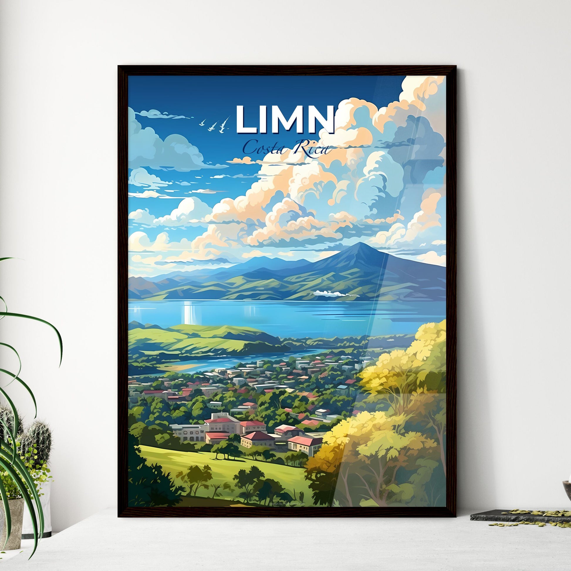Limn Costa Rica Skyline - A Landscape Of A Town And A Lake - Customizable Travel Gift Default Title
