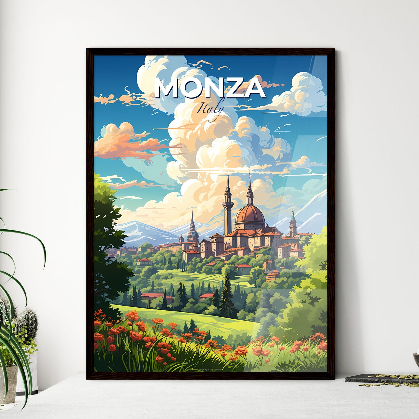 Monza Italy Skyline - A Landscape With A Castle And Trees - Customizable Travel Gift Default Title