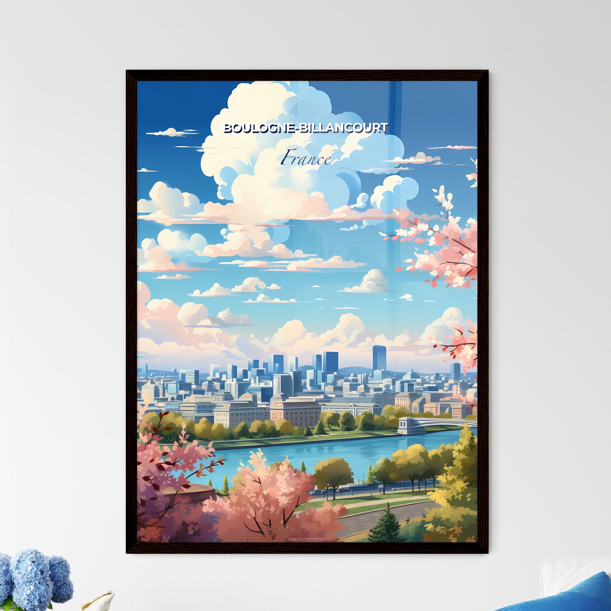 Boulogne-Billancourt France Skyline - A Cityscape With A River And Trees - Customizable Travel Gift Default Title