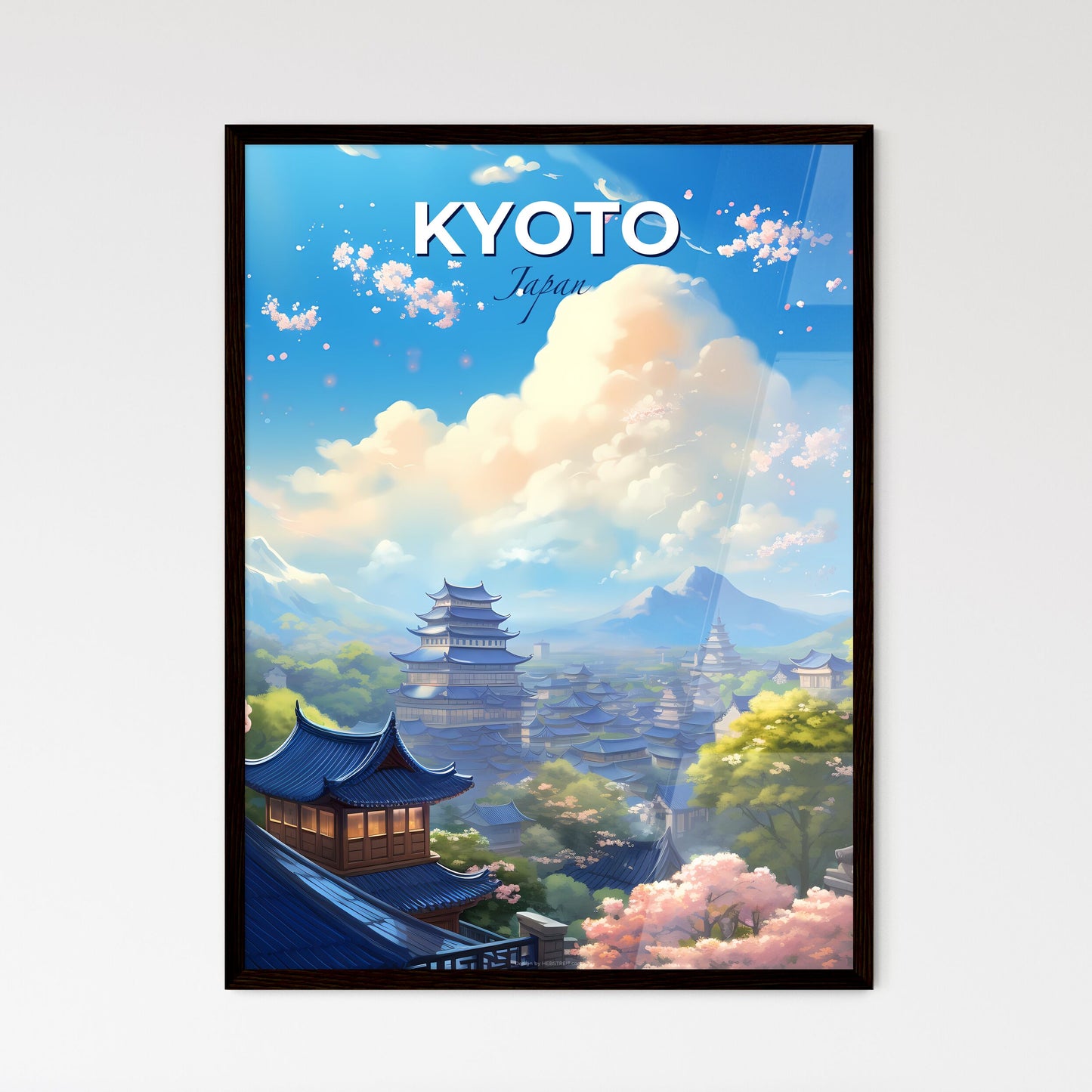 Kyoto Japan Skyline - A Landscape Of A City With Buildings And Trees - Customizable Travel Gift Default Title