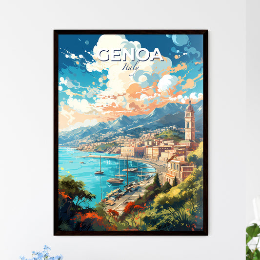 Genoa Italy Skyline - A Painting Of A City By The Water - Customizable Travel Gift Default Title