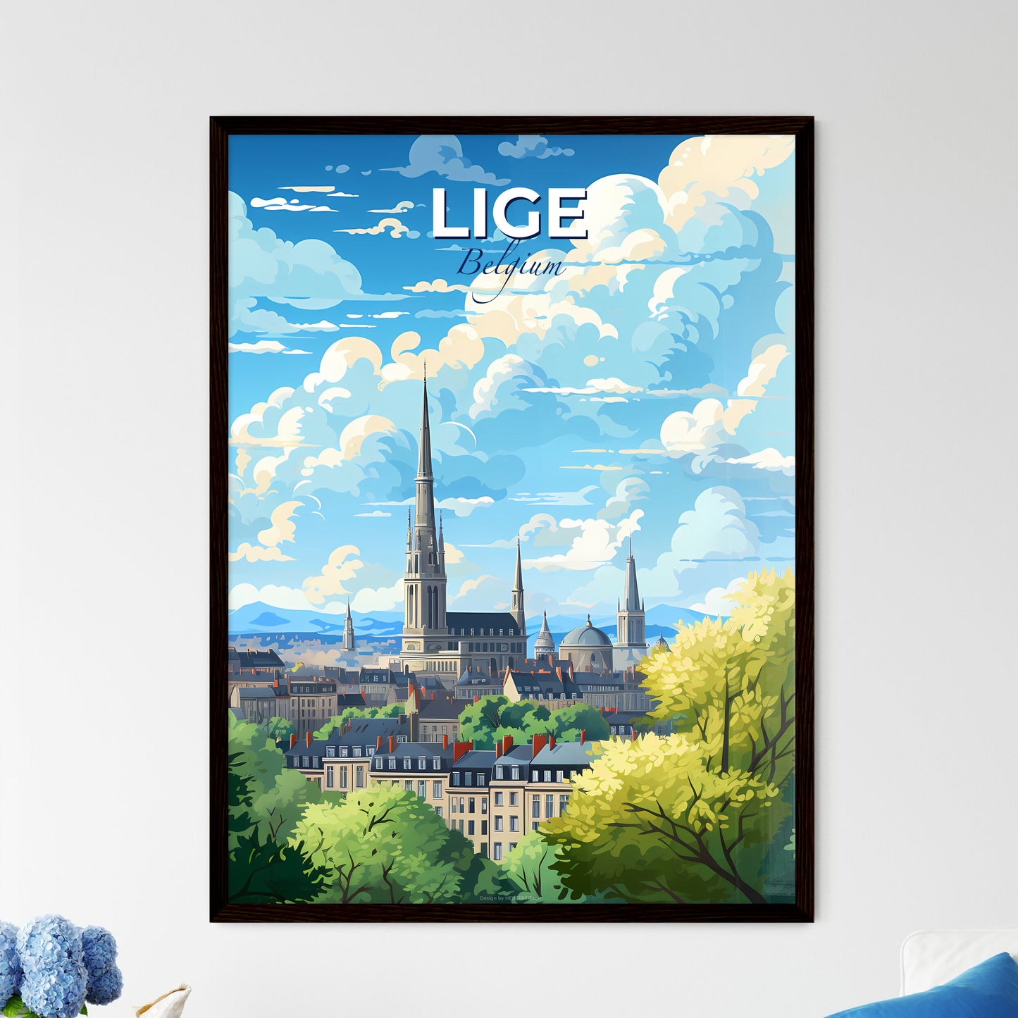 Lige Belgium Skyline - A City With Towers And Trees - Customizable Travel Gift Default Title