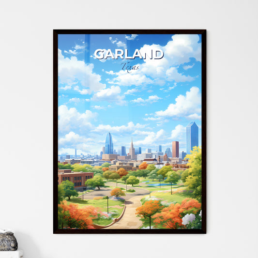 Garland Texas Skyline - A City Landscape With Trees And Buildings - Customizable Travel Gift Default Title