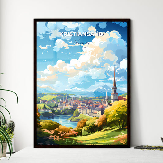 Kristiansand Norway Skyline - A Landscape Of A Town With A River And Mountains - Customizable Travel Gift Default Title