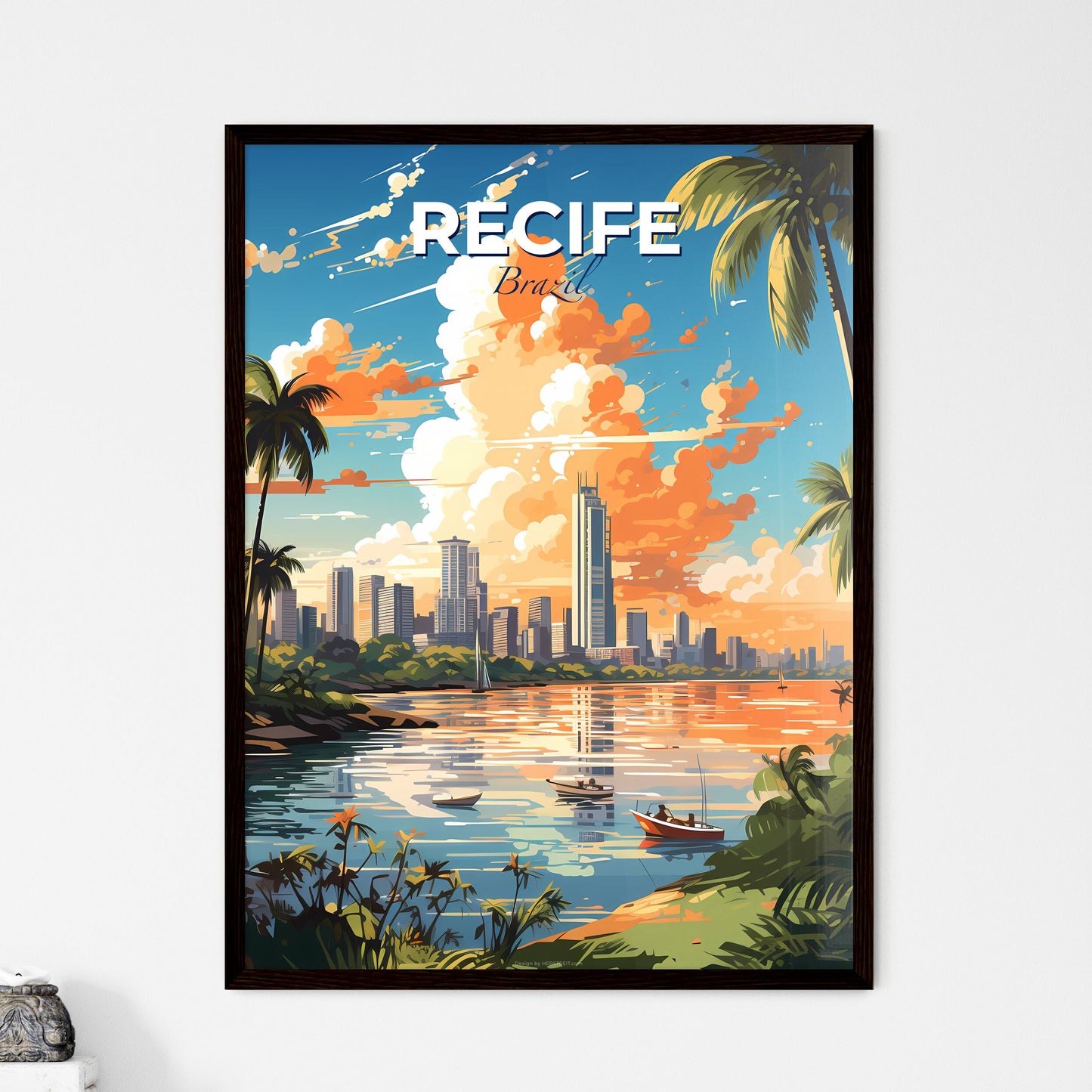 Recife Brazil Skyline - A City By The Water  - Framed Art Print