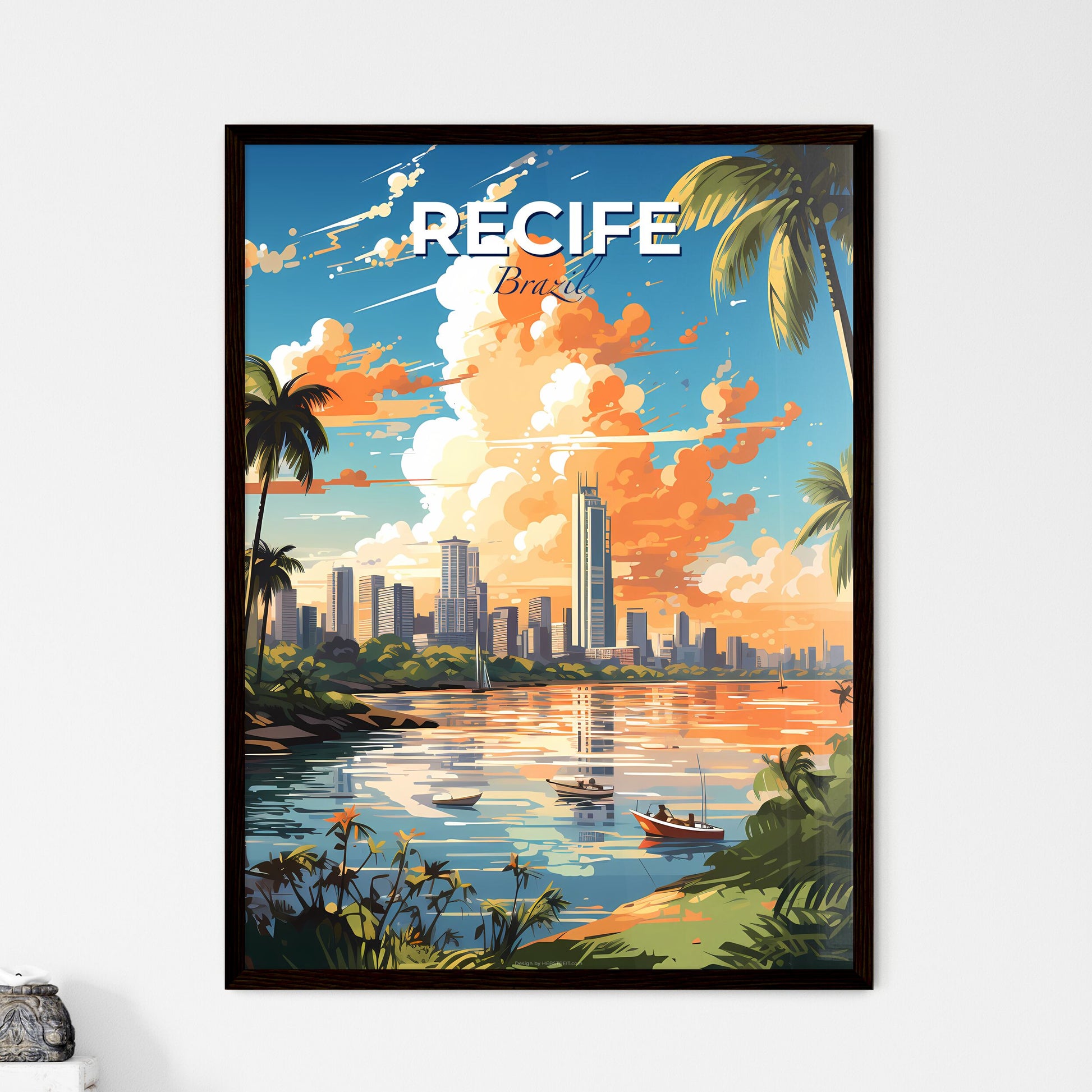 Recife Brazil Skyline - A City By The Water  - Framed Art Print