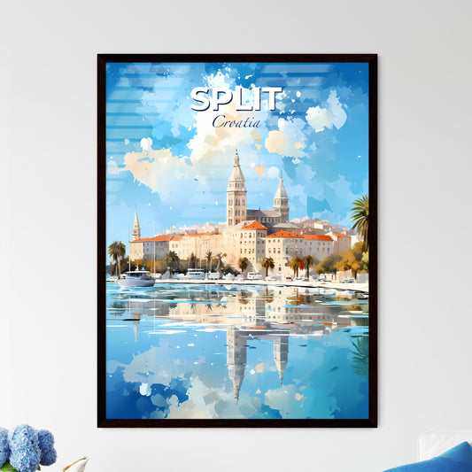 Split Croatia Skyline - A Watercolor Painting Of A City With A Body Of Water And Trees - Customizable Travel Gift Default Title