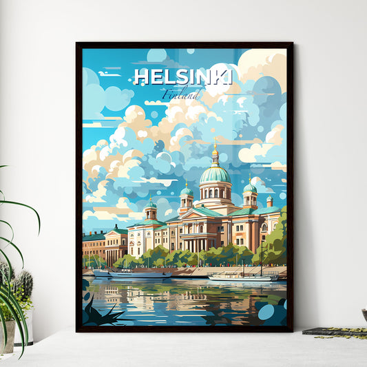 Helsinki Finland Skyline - A Building With A Domed Roof And A Body Of Water - Customizable Travel Gift Default Title