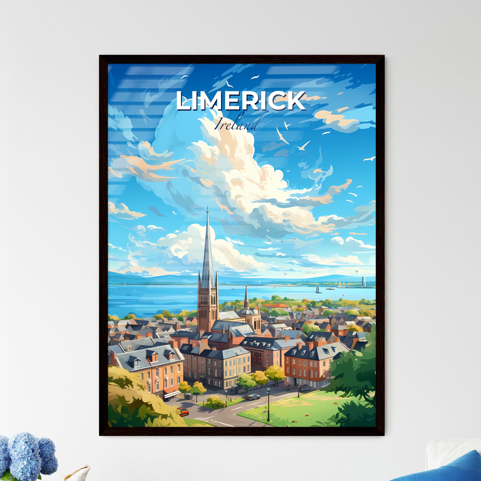 Limerick Ireland Skyline - A City With A Tall Spire And A Body Of Water - Customizable Travel Gift Default Title
