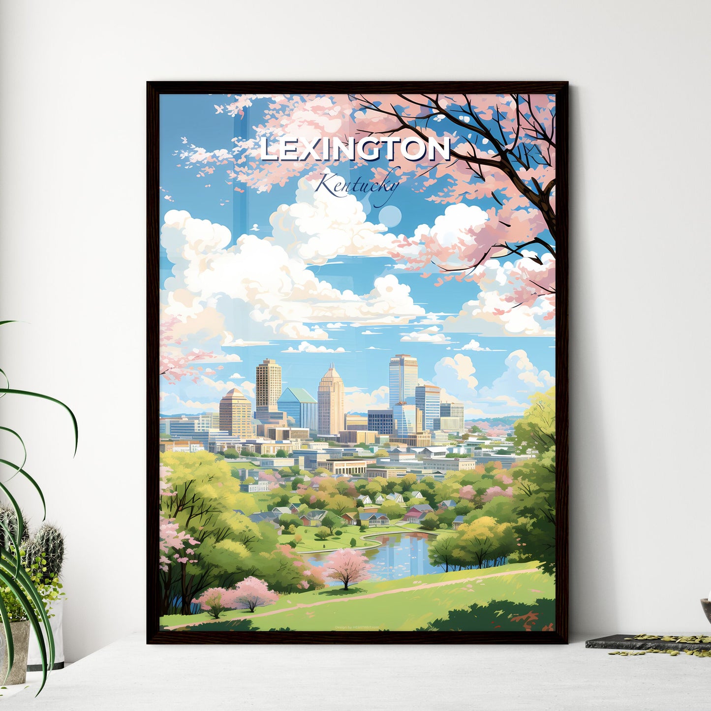 Lexington Kentucky Skyline - A Cityscape With Trees And A River - Customizable Travel Gift Default Title