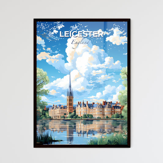 Leicester England Skyline - A Painting Of A Castle And A Lake - Customizable Travel Gift Default Title