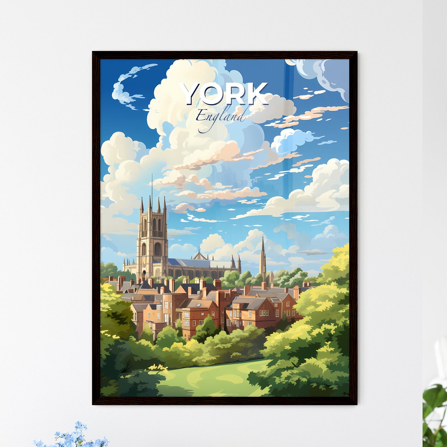 York England Skyline - A City With A Church And Trees - Customizable Travel Gift Default Title