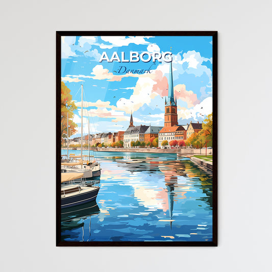 Aalborg Danmark Skyline - A Water Body With Boats And Buildings In The Background - Customizable Travel Gift Default Title