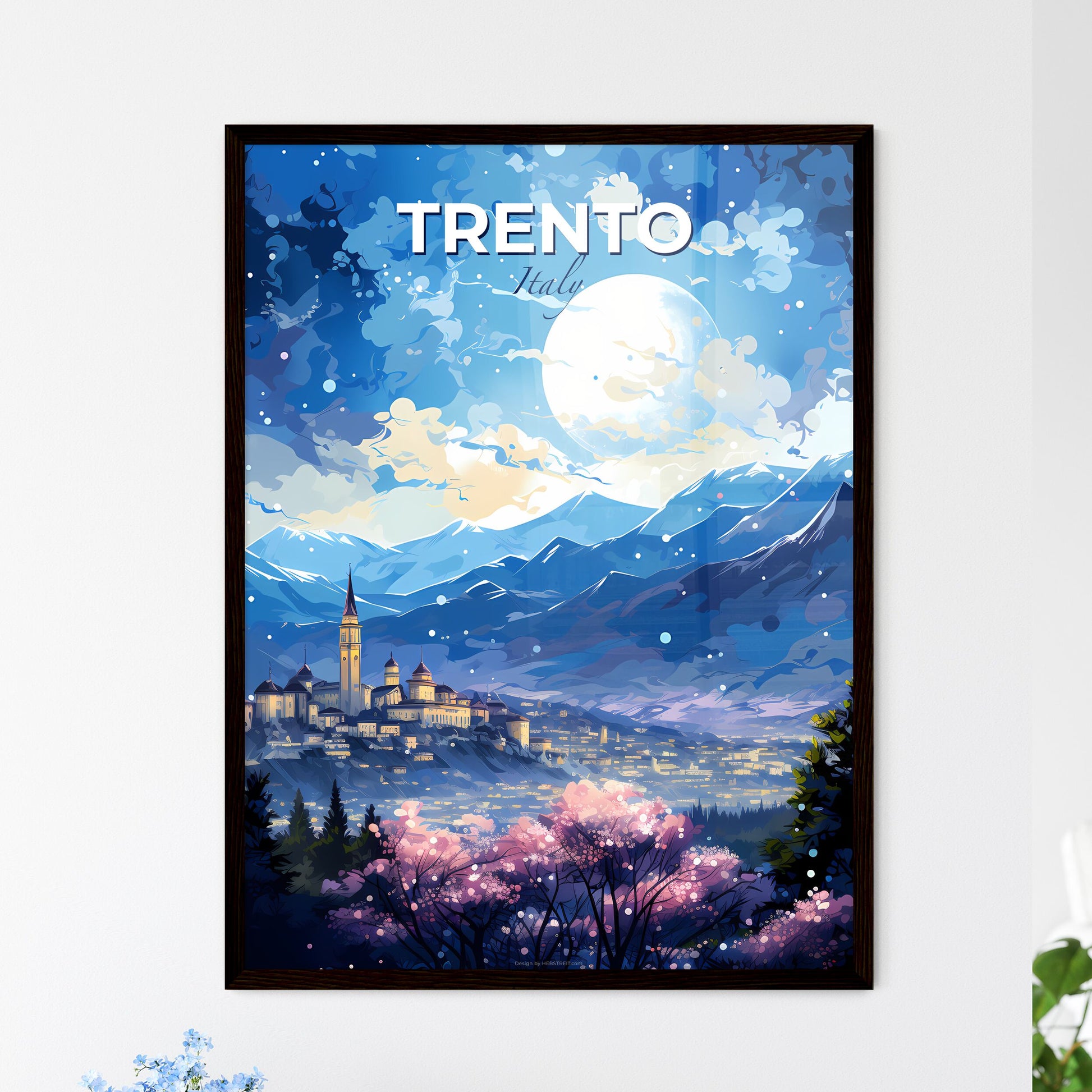 Trento Italy Skyline - A Landscape Of A Town With A Castle And Mountains - Customizable Travel Gift Default Title