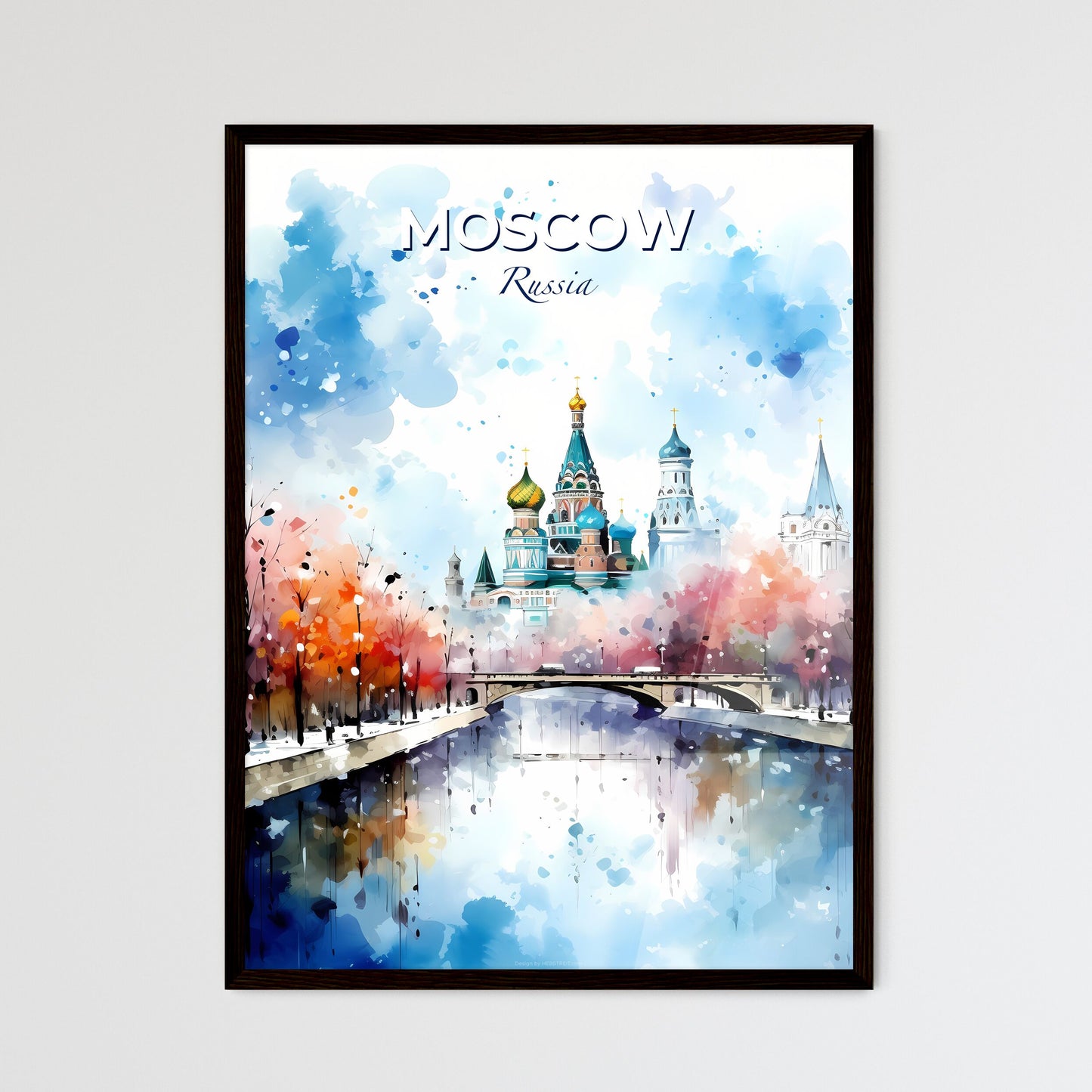 Moscow Russia Skyline - A Watercolor Painting Of A Castle - Customizable Travel Gift Default Title