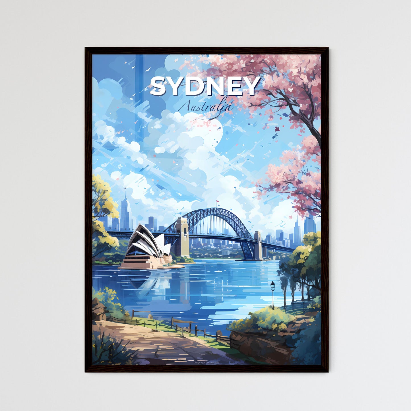 Sydney Australia Skyline - A Bridge Over Water With A Building And Trees - Customizable Travel Gift Default Title