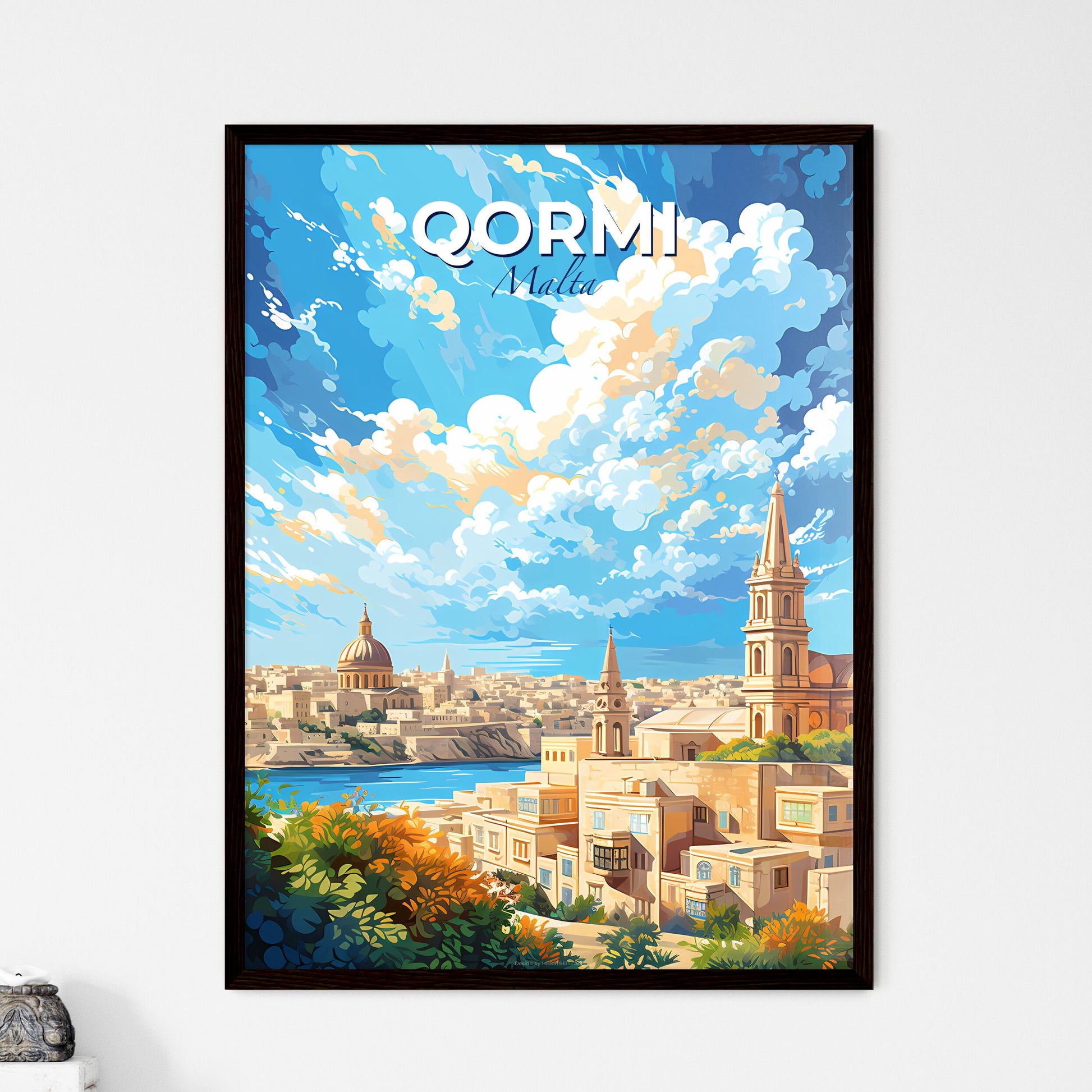 Qormi Malta Skyline - A City With A River And A Cloudy Sky - Customizable Travel Gift Default Title