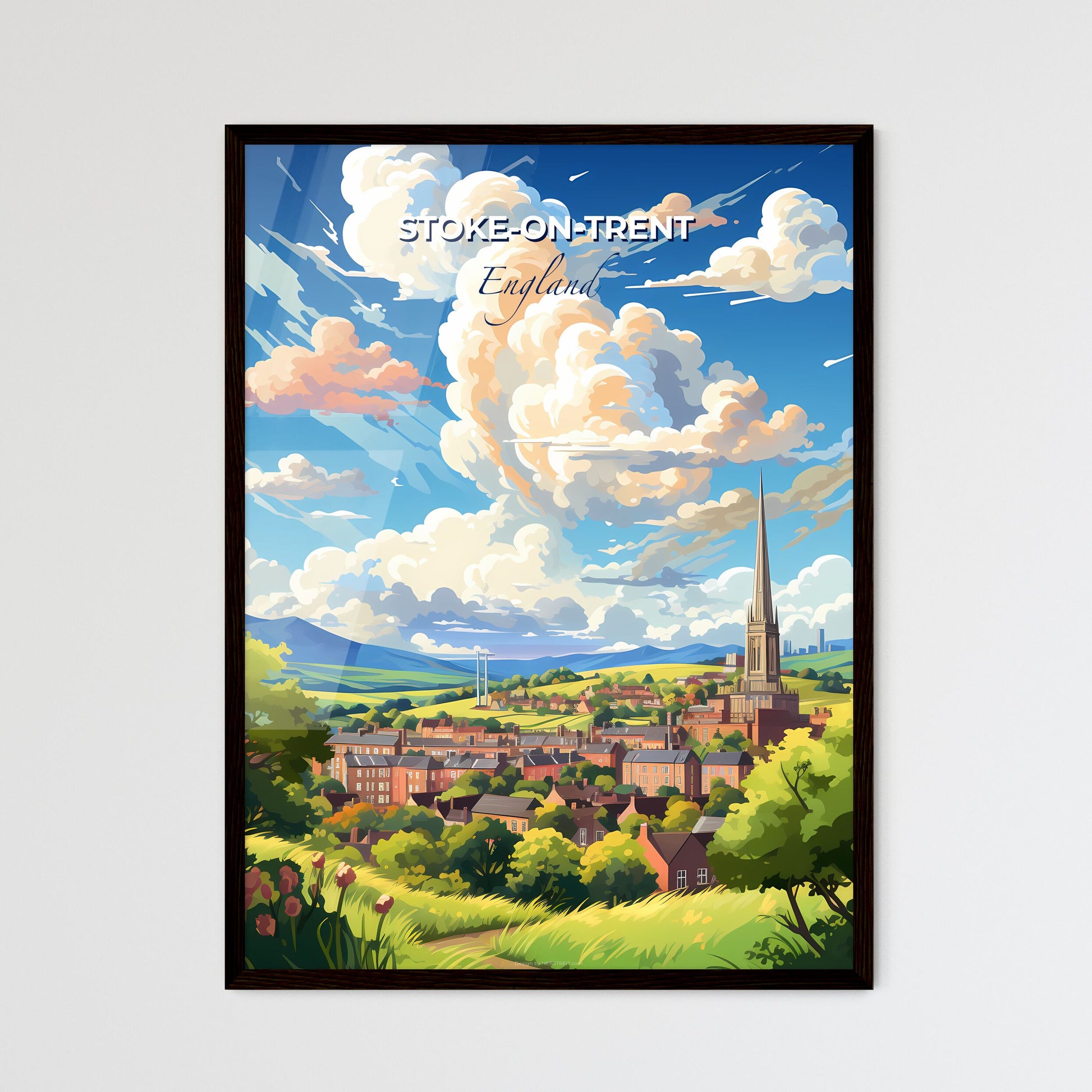 Stoke-on-Trent England Skyline - A Landscape With A Tall Tower And Trees - Customizable Travel Gift Default Title