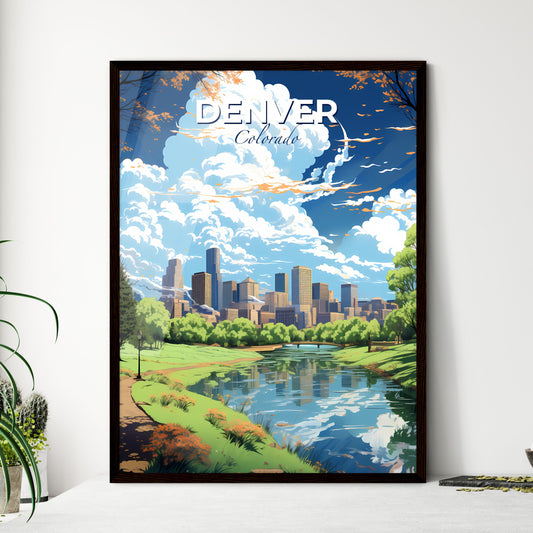 Denver Colorado Skyline - A Cityscape With Trees And A Pond - Customizable Travel Gift Default Title